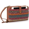 image:imageThe Sak Iris Smartphone Crossbody Bag in Crochet and Faux Leather Convertible Wristlet Purse Design Sunset Stripe
