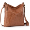 image:imageThe Sak Lucia Leather Crossbody Purse  Premium Leather Womens Handbag for Everyday amp Travel  Cross Body Bag With ZipperTobacco Floral Emboss