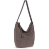 image:imageThe Sak Sequoia Hobo Bag  Premium Large Leather Womens Handbag for Everyday amp Travel  Durable Purse With Zipper PocketMushroom Suede Blanket Stitch