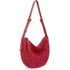 image:imageThe Sak Tess Crescent Shoulder Bag  Premium Womens Handbag for Everyday amp Travel  Adjustable Strap with Zipper ClosureScarlet Primrose Straw