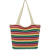 image:imageThe Sak Crafted Classics Tote Bag  Hand Crochet Womens Purse For Everyday Travel Beach Bag  Carryall Shoulder Bag StrapsRainbow Stripe
