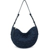 image:imageThe Sak Tess Crescent Shoulder Bag  Premium Womens Handbag for Everyday amp Travel  Adjustable Strap with Zipper ClosureDenim Primrose Straw