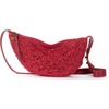 image:imageThe Sak Tess Crochet Crescent Shoulder Bag  Premium Womens Handbag for Everyday amp Travel  Adjustable Strap with Zipper Closure  Scarlet Primrose Straw