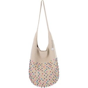 image:imageThe Sak 120 Hobo Bag  Large Womens Purse amp Shoulder Bag  Handbag With Back Zipper Pocket and Magnetic Snap ClosureCrochet Ecru Multi Beads