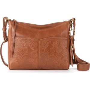 image:imageThe Sak Alameda Leather Crossbody Purse  Leather Womens Handbag for Everyday amp Travel  Cross Body Bag With ZipperTobacco Floral Embossed