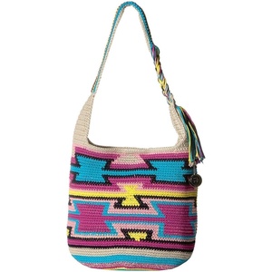 image:imageThe Sak Back to Bali 120 Hobo in Crochet Large Shoulder Purse with Single Strap Aqua Multi Ragam