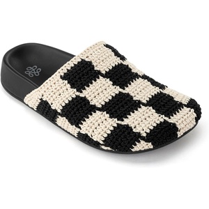 image:imageThe Sak Bolinas Clog for Kids in Crochet and Leather Slip On EntryBlack Check