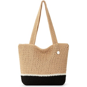 image:imageThe Sak Casual Classics Tote Bag  Hand Crochet Womans Purse For Everyday Travel Beach Bag  Handbag With Shoulder StrapsBamboo Block