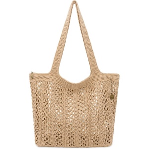 image:imageThe Sak Crafted Classics Tote Bag  Hand Crochet Womens Purse For Everyday Travel Beach Bag  Carryall Shoulder Bag StrapsBamboo With Gold