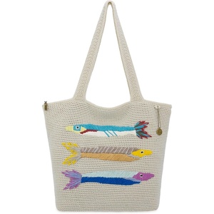 image:imageThe Sak Crafted Classics Tote Bag  Hand Crochet Womens Purse For Everyday Travel Beach Bag  Carryall Shoulder Bag StrapsSardines