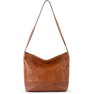 image:imageThe Sak De Young Hobo Bag  Premium Leather Womens Handbag for Everyday amp Travel  Durable Large Purse With Zipper PocketTobacco Floral Emboss