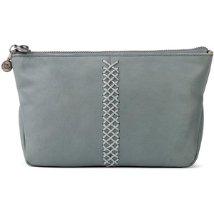 image:imageThe Sak Essential Medium Pouch in Leather Travel Bag with Zipper Closure Denim Crochet