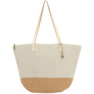 image:imageThe Sak Faye Tote in Crochet Double Shoulder Straps Natural amp Bamboo Block