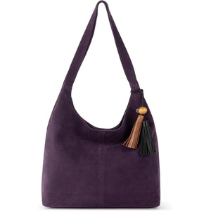 image:imageThe Sak Huntley Hobo Bag  Premium Leather Womens Purse for Everyday amp Travel  Handbag with Shoulder Bag StrapsAubergine Suede