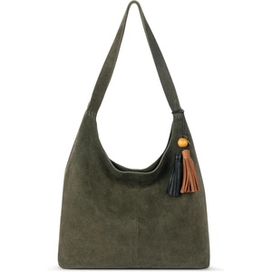 image:imageThe Sak Huntley Hobo Bag  Premium Leather Womens Purse for Everyday amp Travel  Handbag with Shoulder Bag StrapsMoss Suede