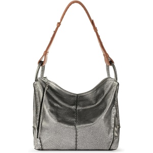 image:imageThe Sak Los Feliz Hobo Purse  Premium Large Leather Womens Handbag for Everyday amp Travel  Durable Purse With Zipper PocketDark Silver
