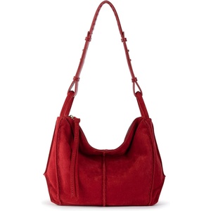 image:imageThe Sak Los Feliz Hobo Purse  Premium Large Leather Womens Handbag for Everyday amp Travel  Durable Purse With Zipper PocketScarlet Suede
