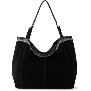 image:imageThe Sak Los Feliz Large Tote Bag  Womens Purse For Everyday Travel Beach Bag  Roomy Handbag With Shoulder Bag StrapBlack Suede Blanket Stitch