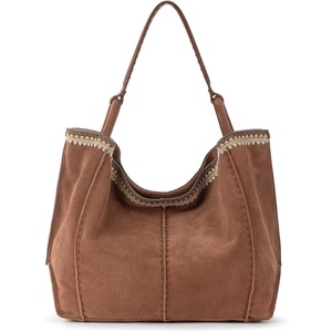 image:imageThe Sak Los Feliz Large Tote Bag  Womens Purse For Everyday Travel Beach Bag  Roomy Handbag With Shoulder Bag StrapTobacco Suede Blanket Stitch