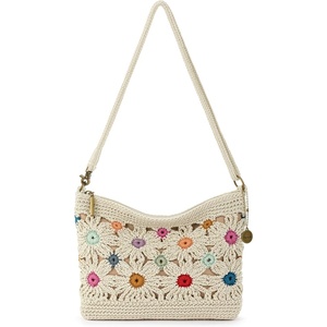 image:imageThe Sak Lumi Convertible Crossbody Purse  Womens Handbag for Everyday amp Travel 3in1 Small Crossbody in Crochet amp LeatherNatural Multi Flowers