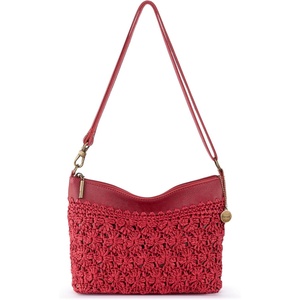 image:imageThe Sak Lumi Convertible Crossbody Purse  Womens Handbag for Everyday amp Travel 3in1 Small Crossbody in Crochet amp LeatherScarlet Primrose Straw