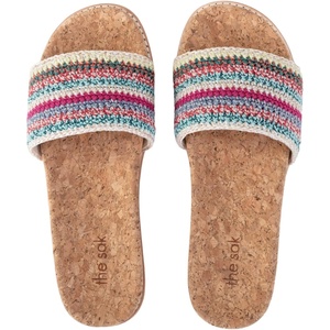 image:imageThe Sak Mendocino Slide Sandal in Crochet Slip On SandalsEden Stripe