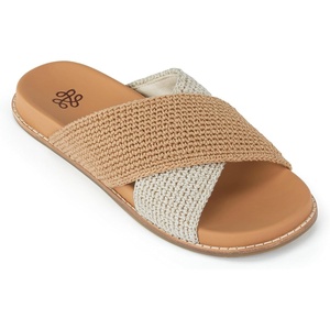 image:imageThe Sak Penelope Slide Sandal  Womens Flat Fashion Slides with Soft Cushion Sole Hand Crochet Slip On Sandals For EverydayNatural Bamboo Block