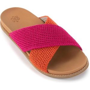 image:imageThe Sak Penelope Slide Sandal  Womens Flat Fashion Slides with Soft Cushion Sole Hand Crochet Slip On Sandals For EverydayPinkberry Cayenne Block