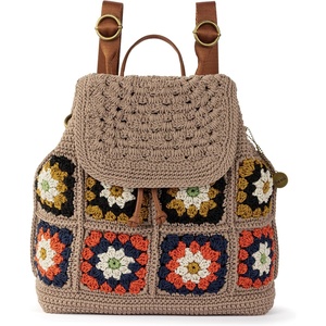 image:imageThe Sak Sayulita Backpack  Hand Crochet Womens Backpack for Everyday amp Travel  Daypack With Adjustable amp Removable StrapsSand Neutral Patch