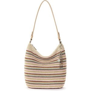 image:imageThe Sak Sequoia Hobo Bag  Hand Crochet Large Womens Purse for Everyday amp Travel  Durable Handbag amp Tote With Zipper PocketPink Multi Stripe