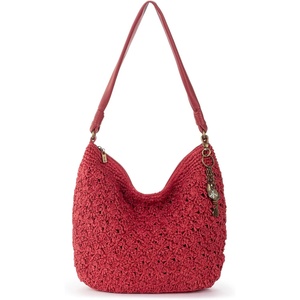 image:imageThe Sak Sequoia Hobo Bag  Hand Crochet Large Womens Purse for Everyday amp Travel  Durable Handbag amp Tote With Zipper PocketScarlet Primrose Straw