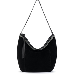 image:imageThe Sak Sequoia Hobo Bag  Premium Large Leather Womens Handbag for Everyday amp Travel  Durable Purse With Zipper PocketBlack Suede Blanket Stitch