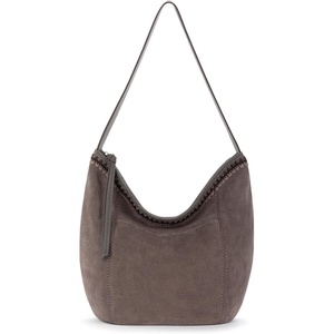 image:imageThe Sak Sequoia Hobo Bag  Premium Large Leather Womens Handbag for Everyday amp Travel  Durable Purse With Zipper PocketMushroom Suede Blanket Stitch