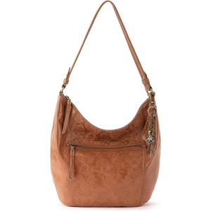 image:imageThe Sak Sequoia Hobo Bag  Premium Large Leather Womens Handbag for Everyday amp Travel  Durable Purse With Zipper PocketTobacco Floral Emboss