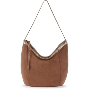 image:imageThe Sak Sequoia Hobo Bag  Premium Large Leather Womens Handbag for Everyday amp Travel  Durable Purse With Zipper PocketTobacco Suede Banket Stitch