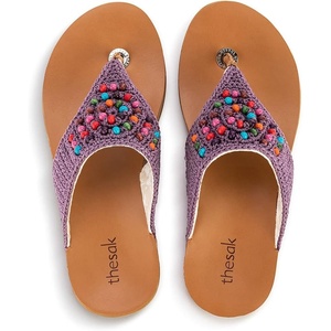 image:imageThe Sak Shana Thong Sandal in Crochet Slip On EntryHeather Bali Beads With White Tribal