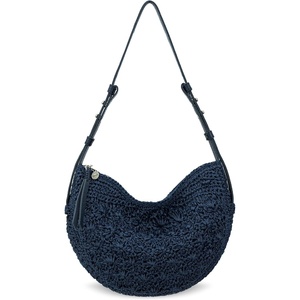 image:imageThe Sak Tess Crescent Shoulder Bag  Premium Womens Handbag for Everyday amp Travel  Adjustable Strap with Zipper ClosureDenim Primrose Straw