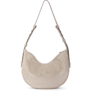 image:imageThe Sak Tess Crescent Shoulder Bag  Premium Womens Handbag for Everyday amp Travel  Adjustable Strap with Zipper ClosureSand Sparkle Suede