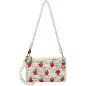 image:imageThe Sak Vita Small Crochet Wristlet Purse  Hand Crochet Womens Clutch for Everyday amp Travel  Mini Handbag With Card Slots Zipper Closure amp Pockets  Natural Strawberries