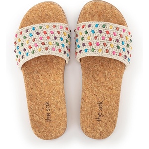 image:imageThe Sak womens Mendocino Crochet Slide SandalEcru Multi Beads