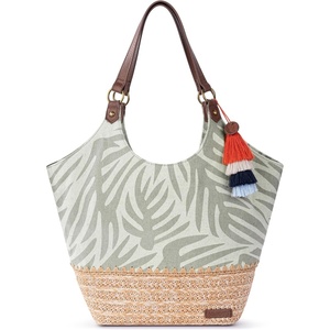 image:imageSakroots The Sak Roma Shopper Shoulder Bag Large Purse amp Tote Bag with Double Straps amp Zipper Pockets for Everyday amp TravelNatural Leaf