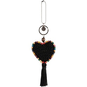 image:imageThe Sak Back to Bali Heart Dangle in HandCrochet Decorative Keychain Black