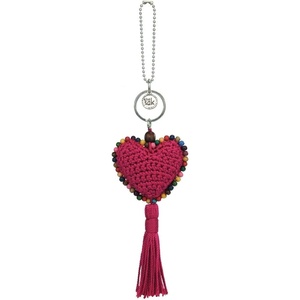 image:imageThe Sak Back to Bali Heart Dangle in HandCrochet Decorative Keychain Pinkberry