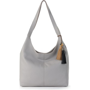 image:imageThe Sak Huntley Hobo Bag  Premium Leather Womens Purse for Everyday amp Travel  Handbag with Shoulder Bag StrapsLight Smoke