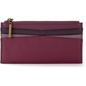 image:imageThe Sak Neva Large Card Wallet  Slim Leather Wallet for Women  Card Holder With 6 Credit Card Slots amp Zipper Closure  LargeCurrant Block