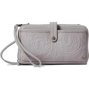 image:imageThe Sak Womens Iris Smartphone Crossbody Bag in LeatherLight Smoke Leaf Embossed