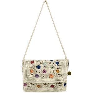 image:imageThe Sak Marlow Flap Shoulder Bag  HandCrocheted Womens Purse Made from Recycled Materials  Soft Durable Shoulder StrapNatural Multi Flower