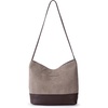 image:imageThe Sak De Young Leather Hobo Bag  Shoulder Purse with Zipper PocketMushroom Suede Block