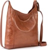 image:imageThe Sak De Young Leather Hobo Bag  Shoulder Purse with Zipper PocketTobacco Floral Emboss