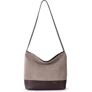 image:imageThe Sak De Young Leather Hobo Bag  Shoulder Purse with Zipper PocketMushroom Suede Block
